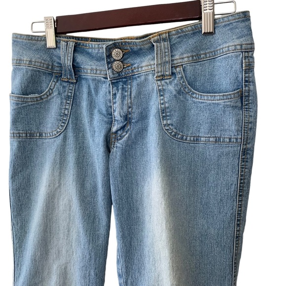 Vtg Bongo Y2K Flared Low Rise Jeans Size 7 Women’s Blue Medium Wash Festival - Picture 4 of 16